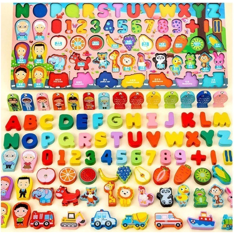 Brinquedo Magnético Montessori Quebra-Cabeça Alfanumérico de Madeira — foto 2