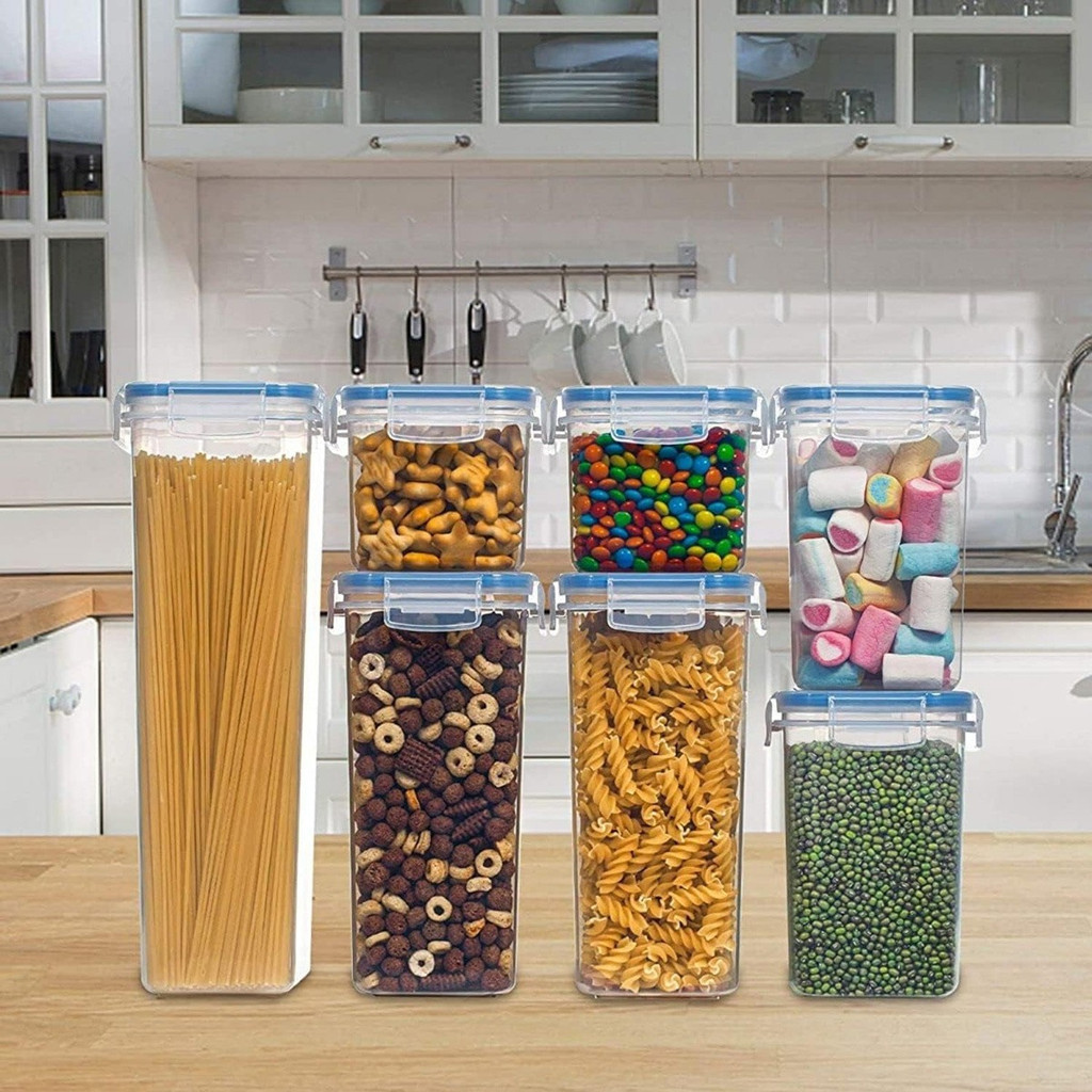 Kit de Potes Hermeticos Com Vedação Empilhavel em Acrílico