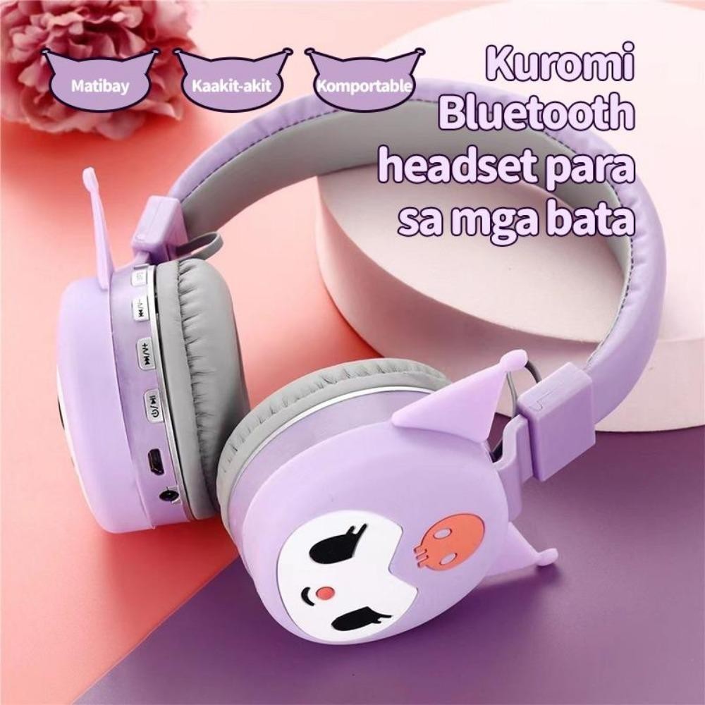Sanrio Kuromi Fones De Ouvido Sem Fio Bluetooth Desenho Animado Com Microfone Fone Dobrável Para Telefones Laptop Presen