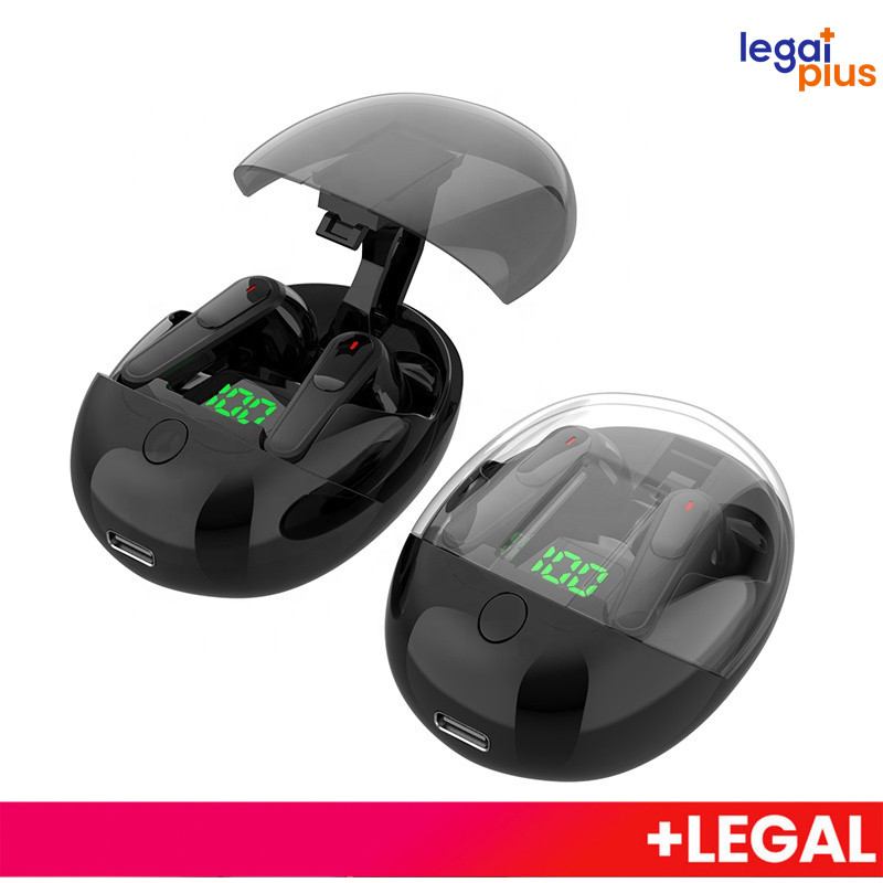 Fones de Ouvido TWS PROONE Baixa Latência Bluetoot Display Digital Estojo transparente sem fio