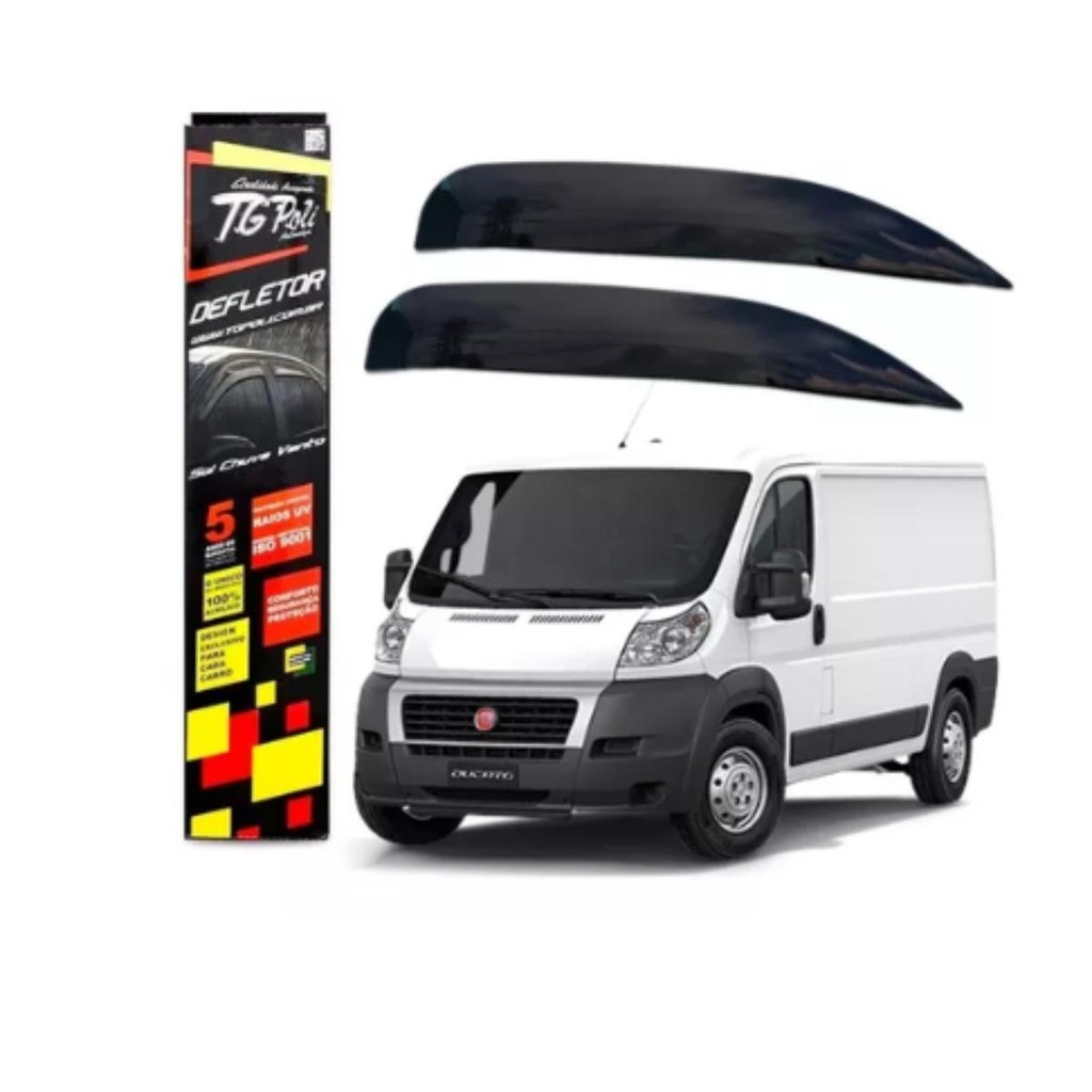Calha de Chuva Fiat Ducato 2018 a 2025 2 portas TG Poli Defletor Portas Protetor Janelas Fumê