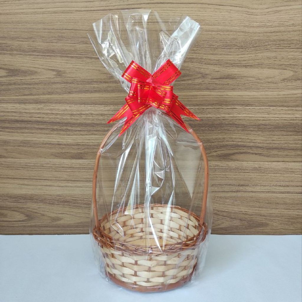 Cesta Pequena Para Presente de Vime Redonda  15x7cm C/ Laço,Palha e Emabalagem em Oferta na Shopee