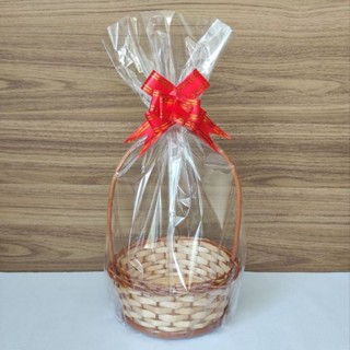 Cesta Pequena Para Presente de Vime Redonda  15x7cm C/ Laço,Palha e Emabalagem em Oferta na Shopee