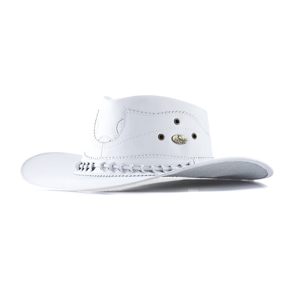 1651KP-Chapéu Unissex Estilo Americano em Couro Legitimo Linha Barretos