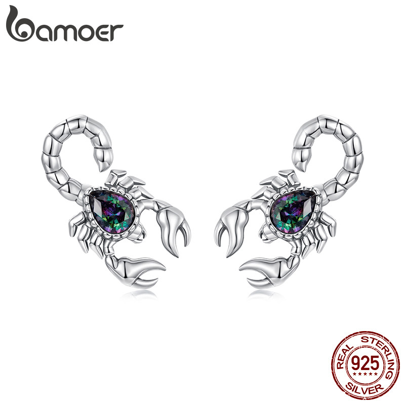 Bamoer 925 Sterling Sliver Brincos Vintage Escorpião Joias Presentes Para Mulheres SCE1833