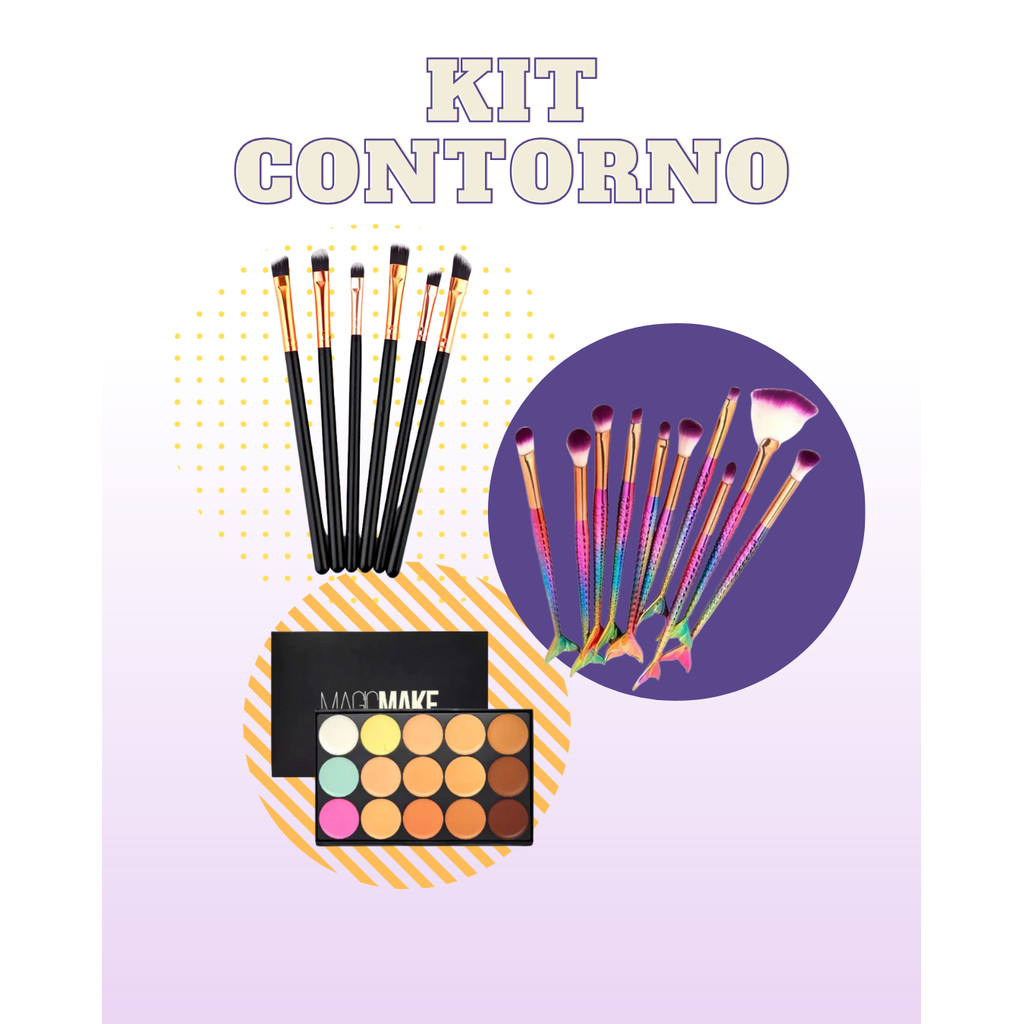 Kit Make Contorno com Paleta e Pincel para Esfumar – Acabamento Profissional