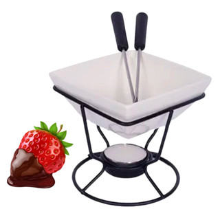 Kit Fondue Cerâmica Bruges 5 Peças Para Jantar Especial Queijo Chocolate em Oferta na Shopee