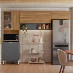 Cozinha Compacta Alba 6 Portas com Vidro - Demóbile