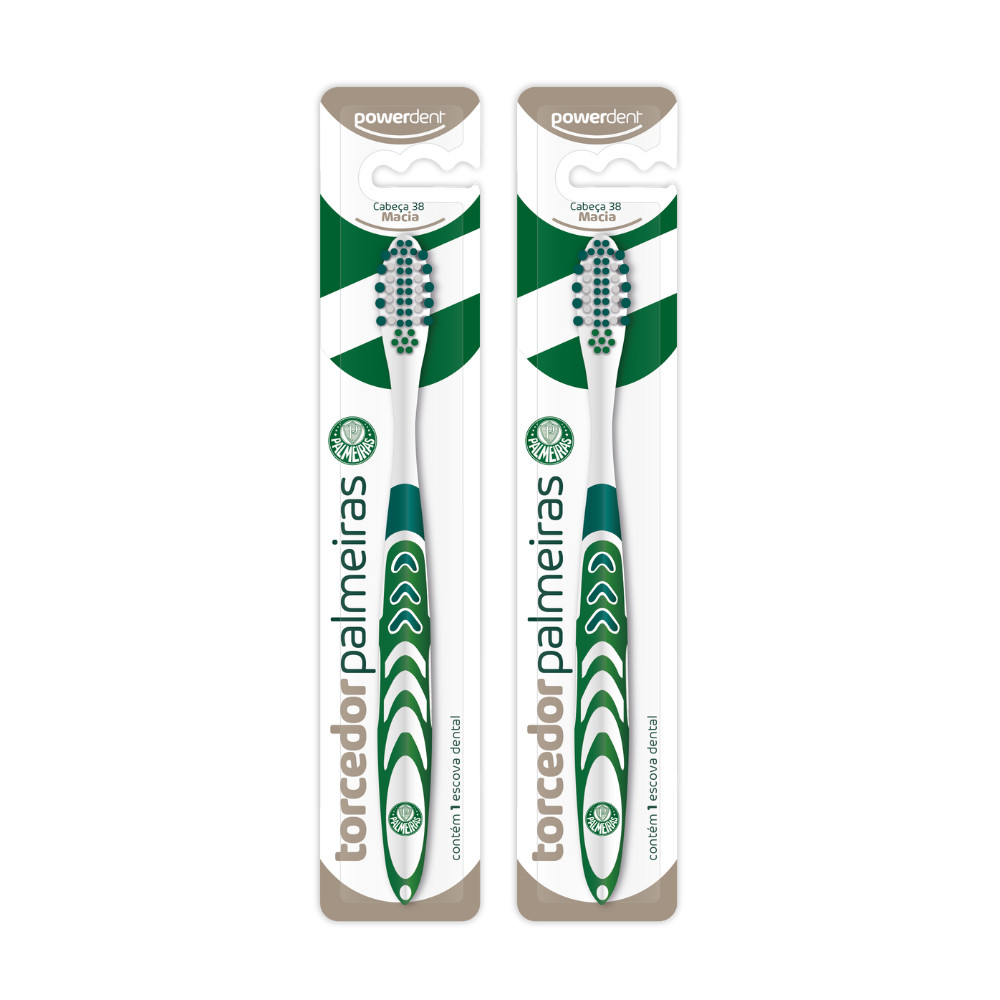 Kit 2 Esovas De Dente Adulto Time Futebol Palmeiras Powerdent