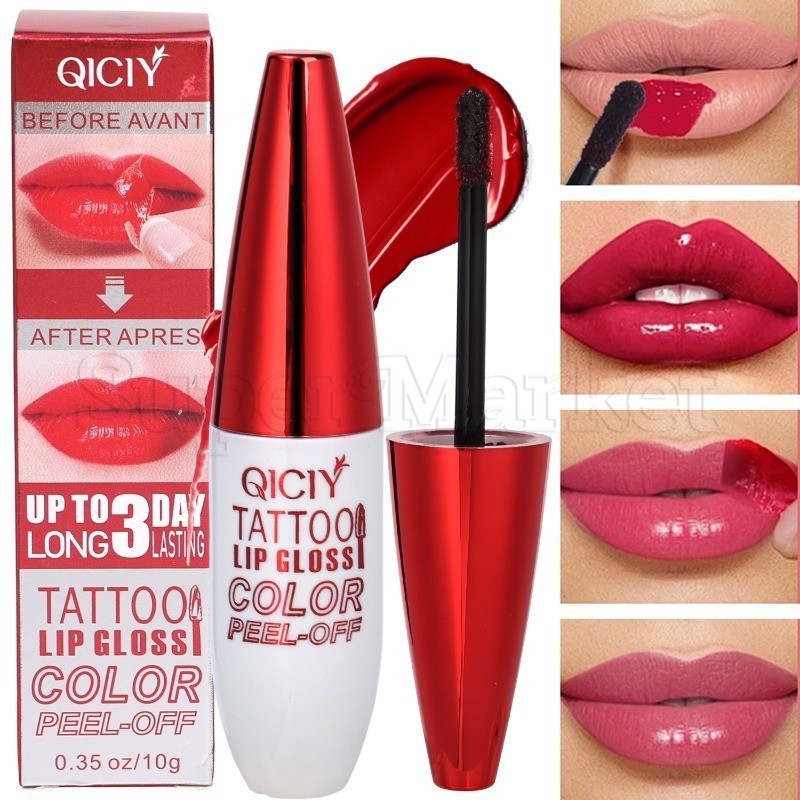 QICIY Batom Peel-off Lip Gloss-4 Cores Tint-Cosméticos De Maquiagem Feminina-Esmalte Labial-Lama Veludo , Fosco , Névoa 