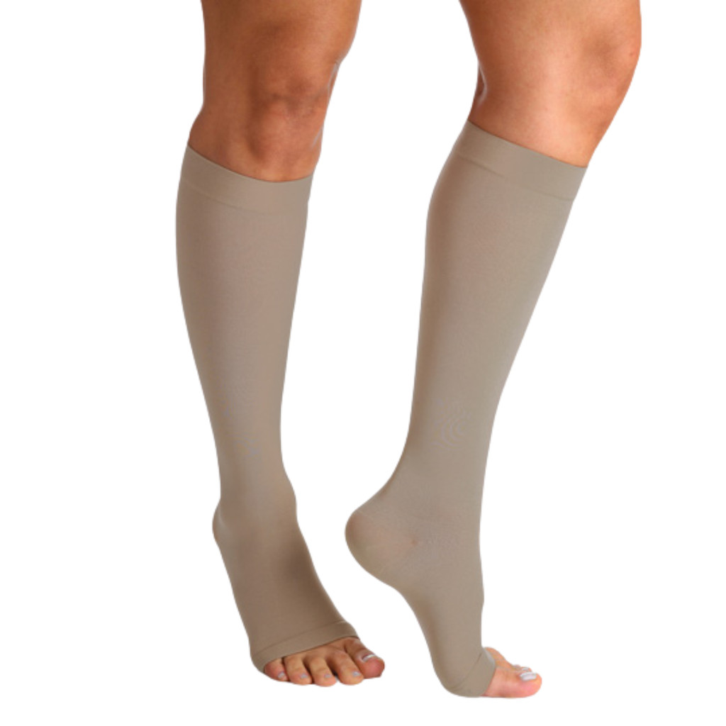 Meia de Compressão 3/4 Panturrilha Ponteira Pé Aberta Par 20-30 mmHg - Sigvaris Select Confort Premium