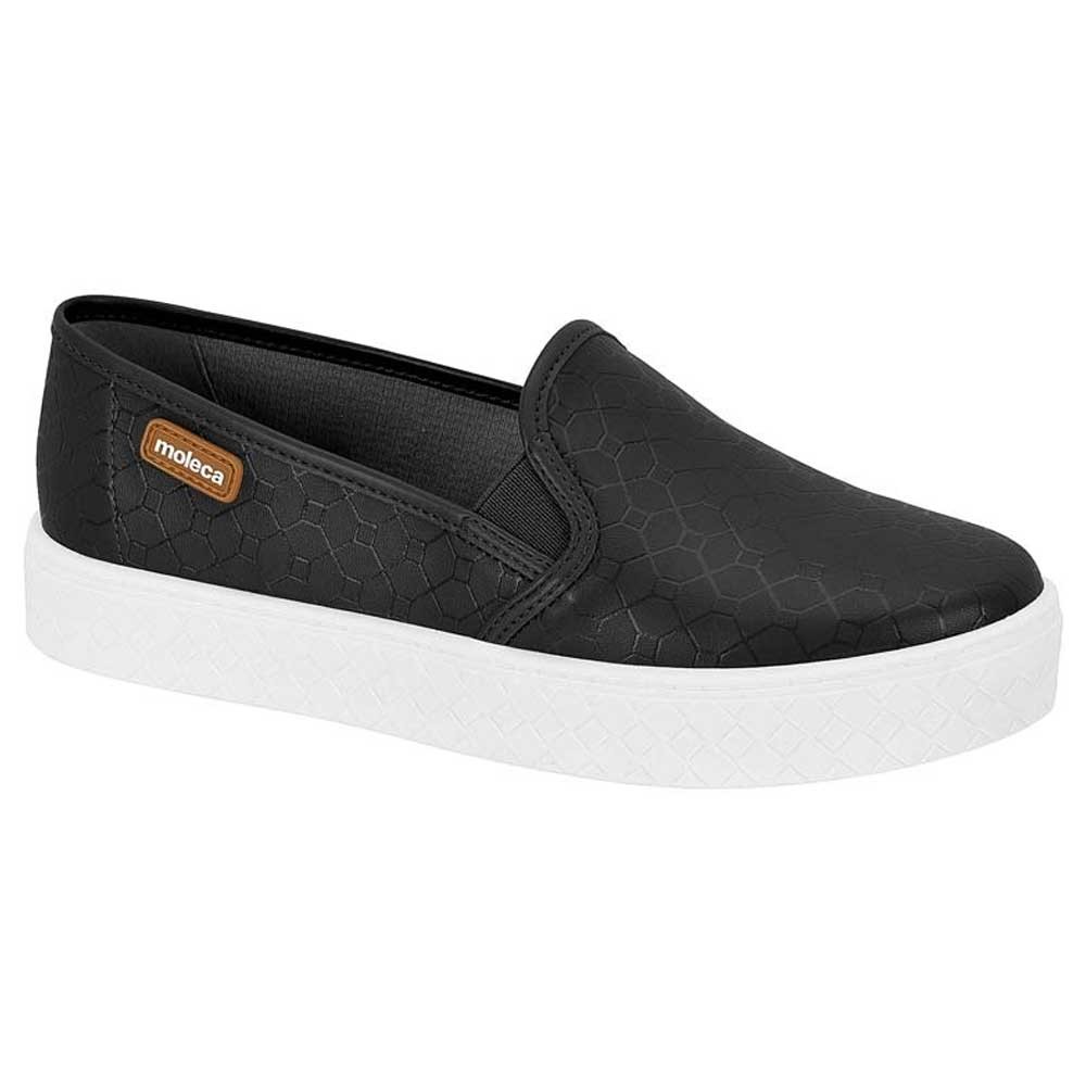 Tênis Feminino Slip On Flatform Preto Moleca 5712.304