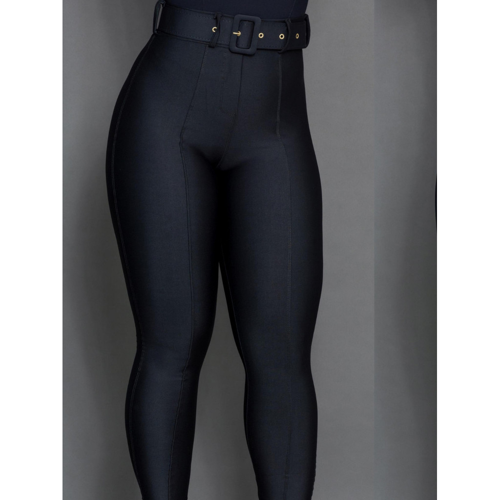 Calça Skinny Feminina Com Cinto Cintura Alta Grossa Moda Outono / Inverno em Oferta na Shopee