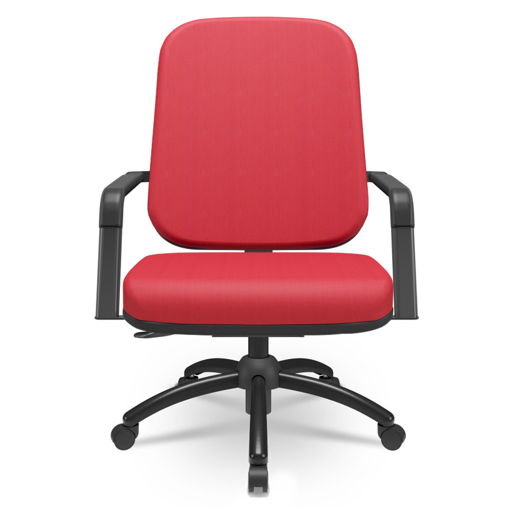 Cadeira de Escritório Giratória com Braço Preta Magno P03 Crepe Vermelho - Lyam Decor