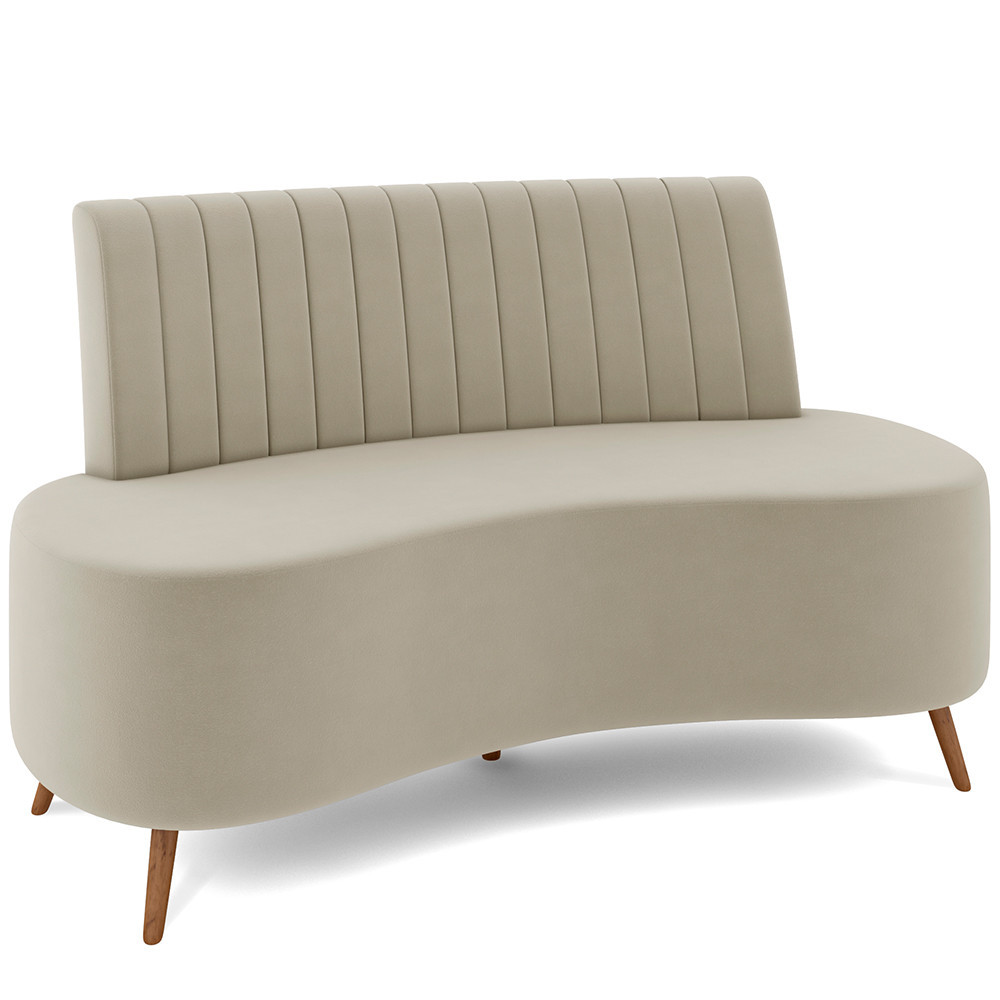 Sofá Chaise Living 2 Lugares 135cm para Sala Cayman K01 Veludo Bege - Lyam Decor - Home & Living