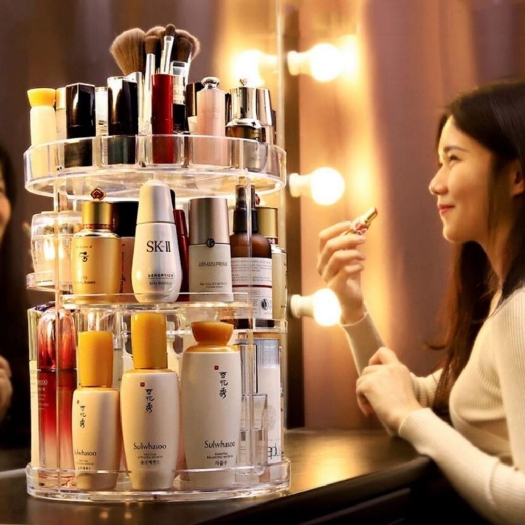 Organizador De Cosmético Maquiagem Acrílico Giratório 360º em Oferta na Shopee