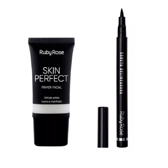 Kit Primer Facial Ruby Rose Skin Perfect HB8086 + Caneta Delineadora Professional Ruby Rose Hb090