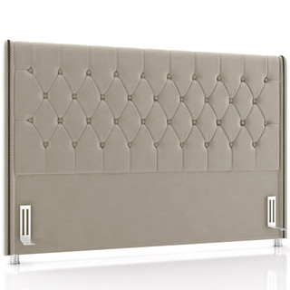 Cabeceira Cama Box Queen 160cm Estofada Frizza P05 Veludo Bege - Lyam Decor em Oferta na Shopee