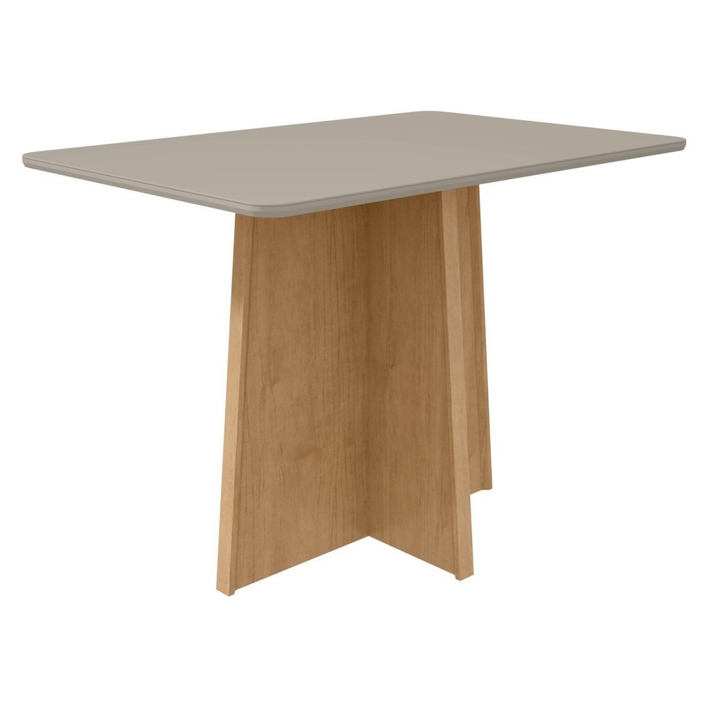 Mesa de Jantar 120x80cm Tampo MDF/Vidro Celebrare  Amêndoa Clean/Off White em Oferta na Shopee