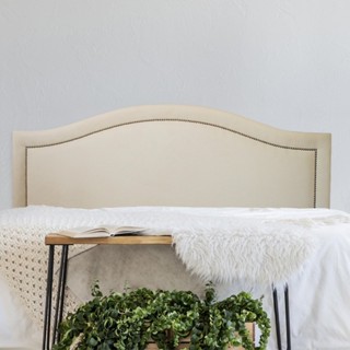 Cabeceira Casal Estofada para Cama Box Curva Luxo com Tachas 140x60cm OffWhite/Prata em Oferta na Shopee