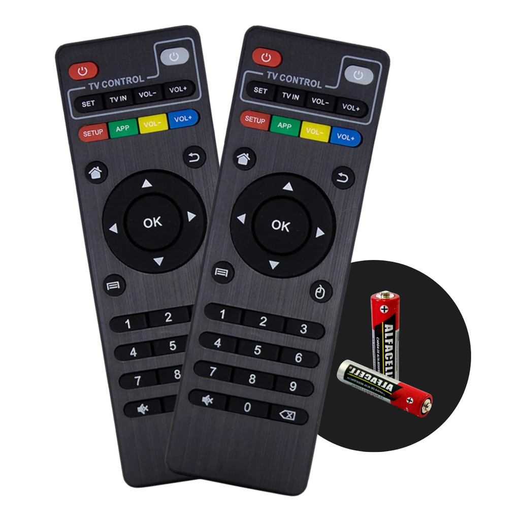 Imagem Kit 2 Controle Remoto Universal Compatível Aparelho TV BOX Televisão 2 Pilhas Palito Smart BOX TV