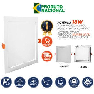 Painel Plafon Quadrado 18w 22X22 Cm Embutir Luminaria De Teto Palide em Oferta na Shopee