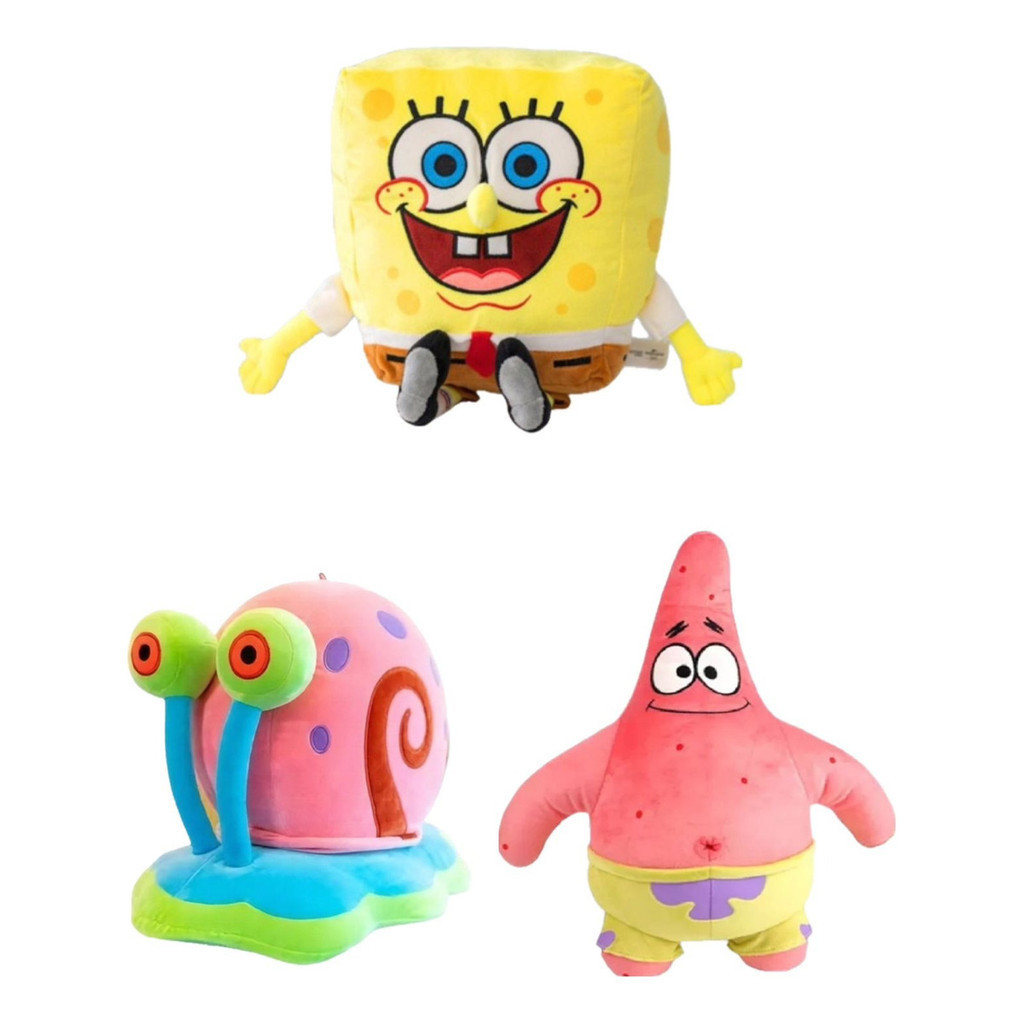 Kit 3 Pelucias Bob Esponja Patrick E Gary 20 Cm Antialérgico em Oferta na Shopee