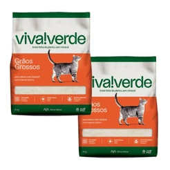 Kit Duas Areias Higiênicas Para Gatos Viva Verde Grãos Grossos.