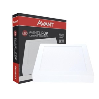 Kit 5 Paflons - Plafon Painel Avant Led 22cm Quadrado Sobrepor 1260 Lumens 6,5K 18W Bivolt em Oferta na Shopee