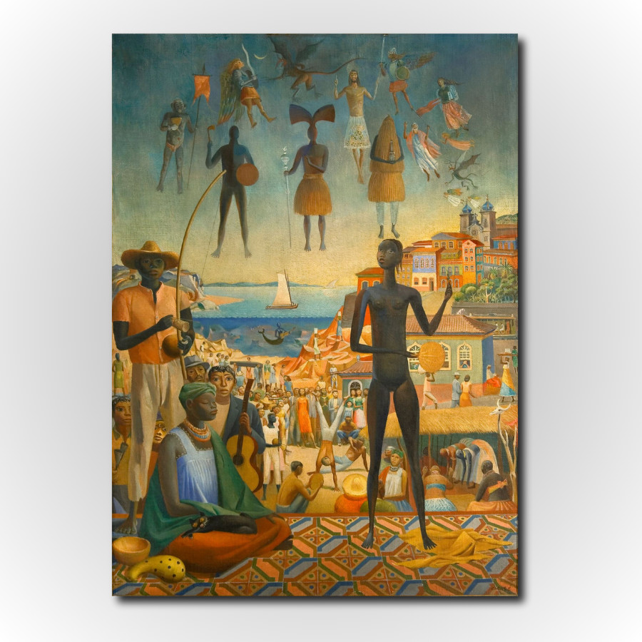 Quadro Hector Carybé Alexandrina e sua Cidade Obra de Arte Moderna em Tela Acetinada