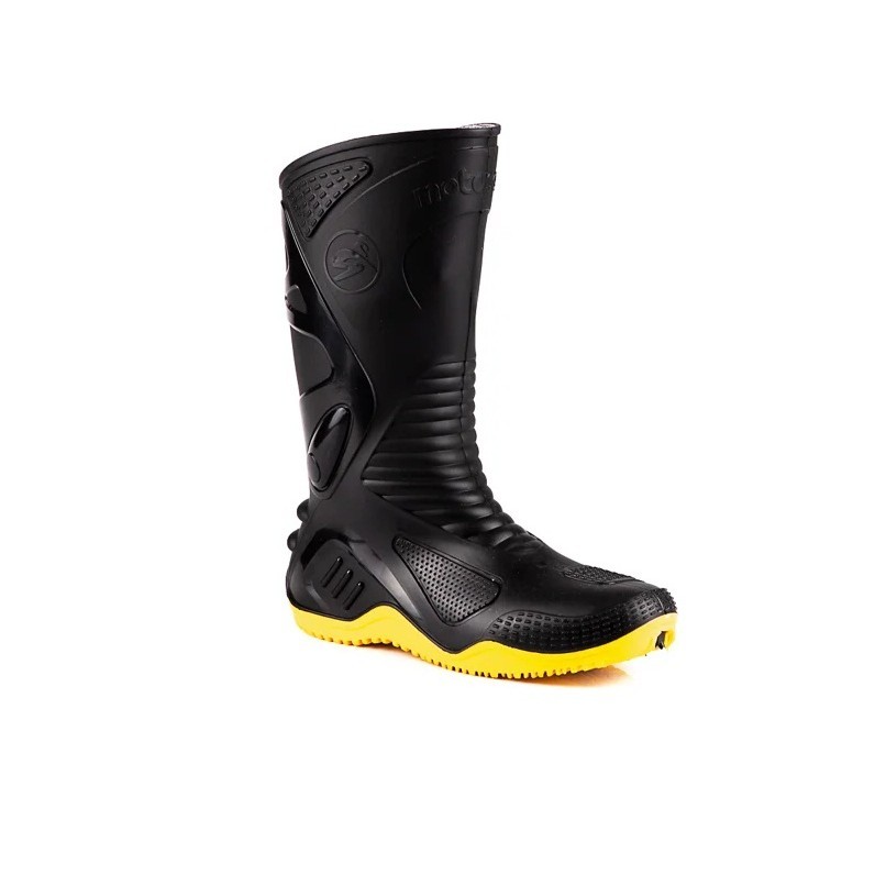 BOTA CHUVA BORR IMPERMEAVEL MASCULINO BRACOL LUXO MOTOSAFE-43 SOLADO AMARELO