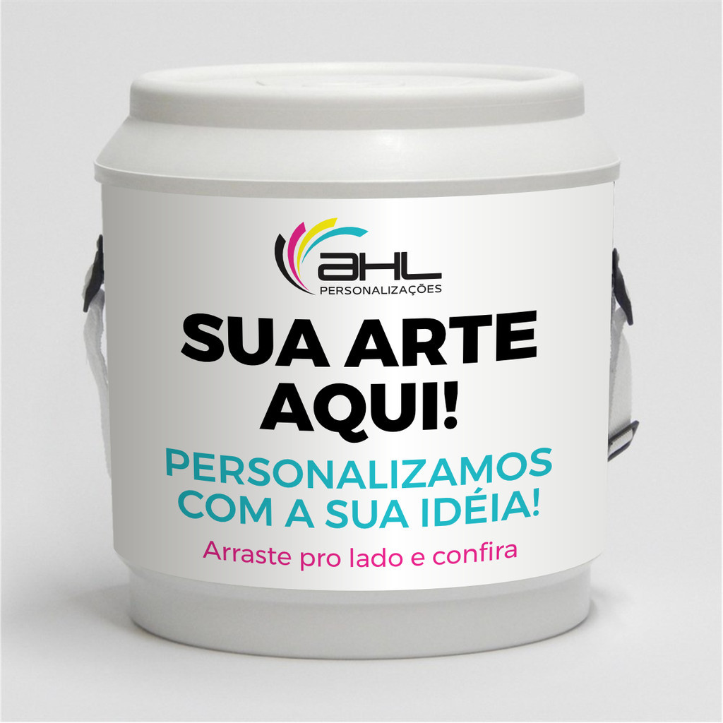 Cooler caixa térmica para 24 latas de 350ml e gelo -  branco - personalizável