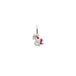 Pingente de prata 925 Unicórnio Rosa