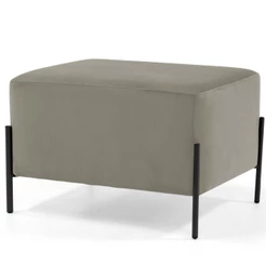 Puff Retangular Decorativo Status 60x45 D02 Pés de Aço Veludo Bege D-309 - Lyam Decor