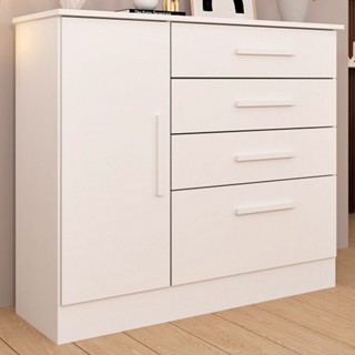 Cômoda Chicago 1 Porta 4 Gavetas Neve - Tcil Móveis em Oferta na Shopee