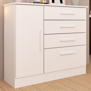 Cômoda Chicago 1 Porta 4 Gavetas Neve - Tcil Móveis em Oferta na Shopee