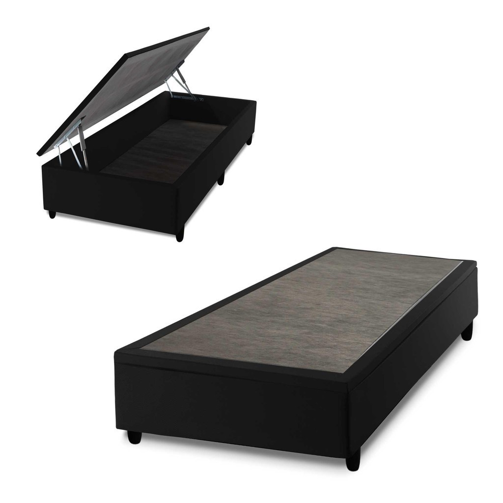 Box Baú Preto Solteiro 88x188x45 - King House em Oferta na Shopee