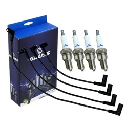 Kit Jogo 4 Cabo de Ignição Com 4 Velas Para Fiat Fiorino Uno Tipo Gauss GC5027