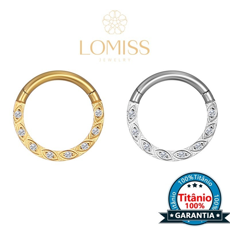 【LOMISS】Piercing Argola Clik TitÂnio G23 Pvd Detalhes ZircÔnias Lateral《Lomiss piercing》 em Oferta na Shopee