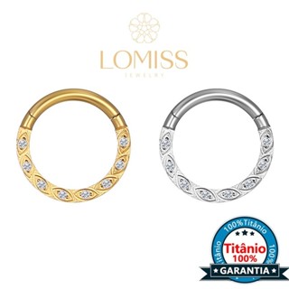 【LOMISS】Piercing Argola Clik TitÂnio G23 Pvd Detalhes ZircÔnias Lateral《Lomiss piercing》 em Oferta na Shopee