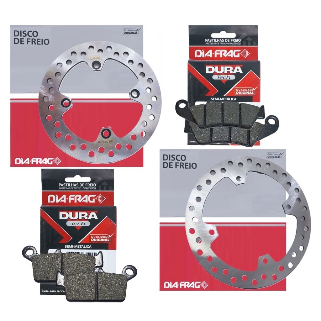 Kit Discos de Freio Xre 300 Sem Abs 2009-2018 + Pastilhas Diafrag