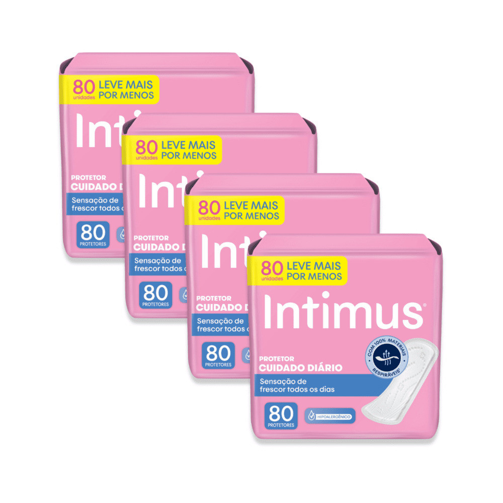 Kit 4 - Protetor Diário Intimus® Cuidado Diário 80 Un em Oferta na Shopee