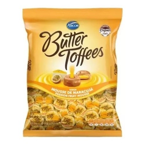 Bala Mastigável Butter Toffes Mousse de Maracujá 500g - Food & Beverages