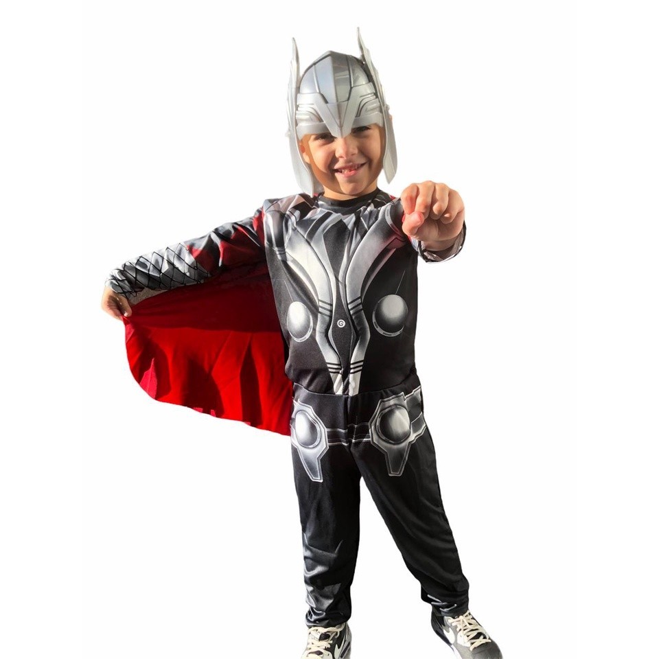 Fantasia Do Thor Longa Com Enchimento Roupa Infantil Com Mascara Plastica em Oferta na Shopee