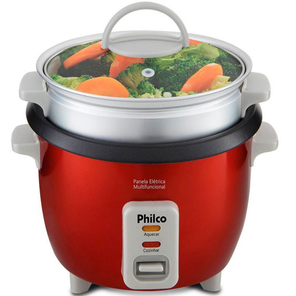 Panela Arroz Elétrica Philco 3 Xícaras Risoto PPA3V 1,7L Cozinha no Vapor Tampa de Vidro