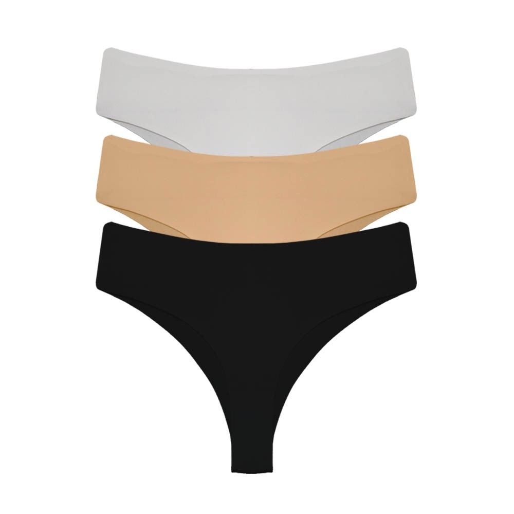 Kit C/ 3 Calcinha Microfibra Tanga Feminina Sortida em Oferta na Shopee