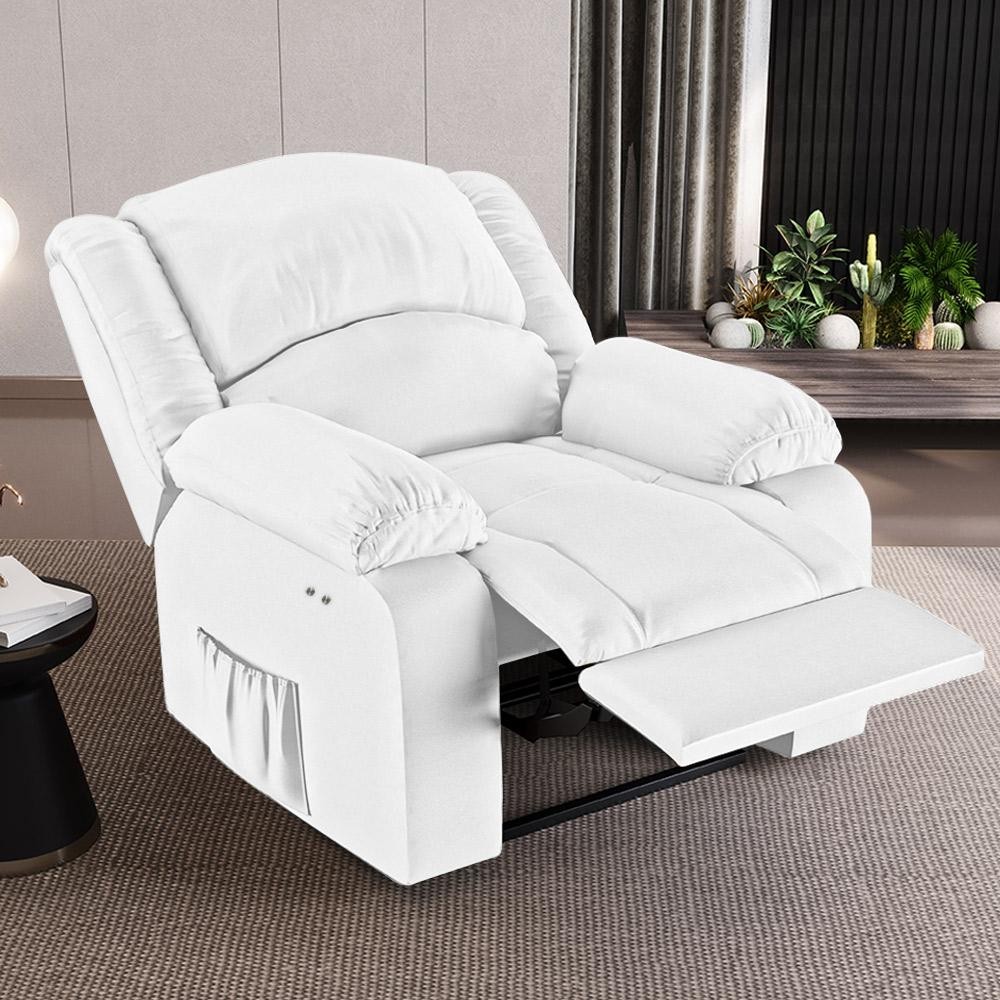 Imagem Poltrona do Papai Reclinável Sala de Cinema Madrid Power Touch Massagem USB PU Branco  G23