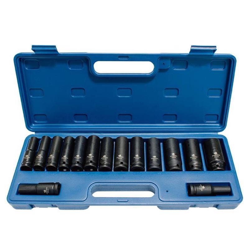 Jogo de Soquete de Impacto Longo 1/2 POL Sextavado Kit 15 Peças e Maleta 9464 BREMEN - Home & Living