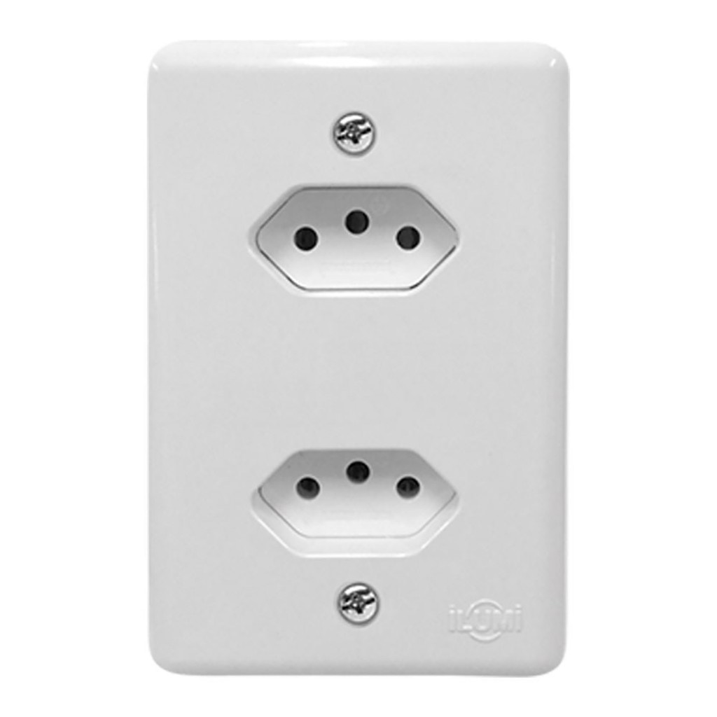 Conjunto Tomada Dupla 20A Monobloco Stylus Ilumi - Home Appliances