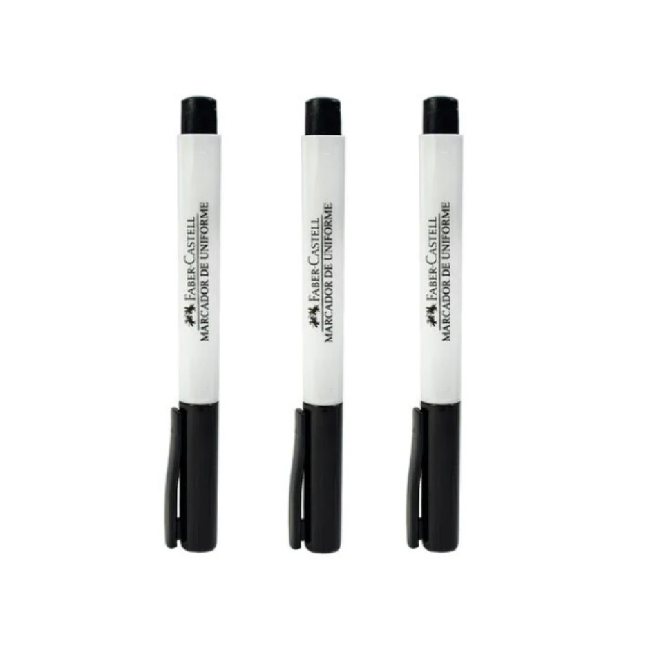 Kit 3x Caneta Marcador Permanente Preto Faber Castell Orig